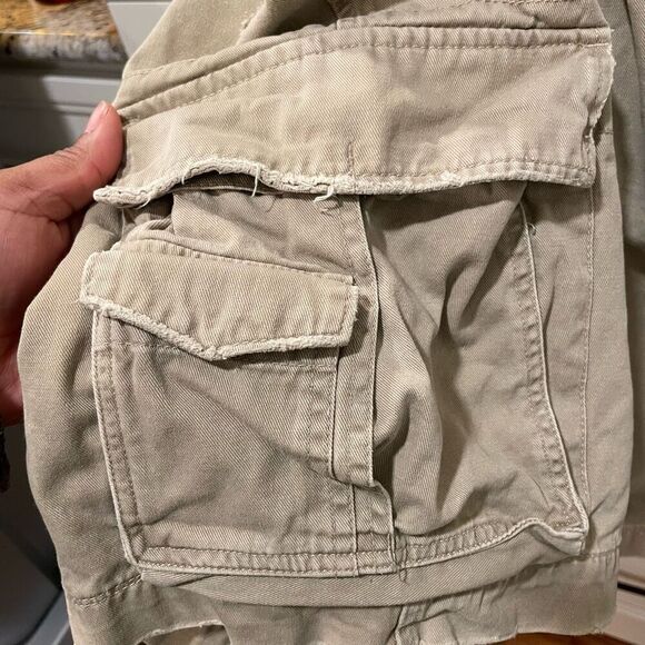 Ezra Fitch Mens Cargo Shorts 34 Beige Paratrooper Military Distressed Airborne - Picture 4 of 16